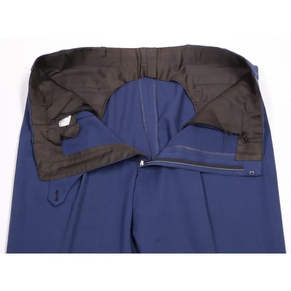 Oxxford Royal Blue Pleated Gabardine Wool Dress Pants Trousers 38x29